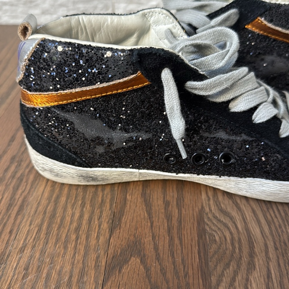 Golden Goose MidStar Black Glitter Sneakers, Good Condition: Size 8 - Picture 8 of 14